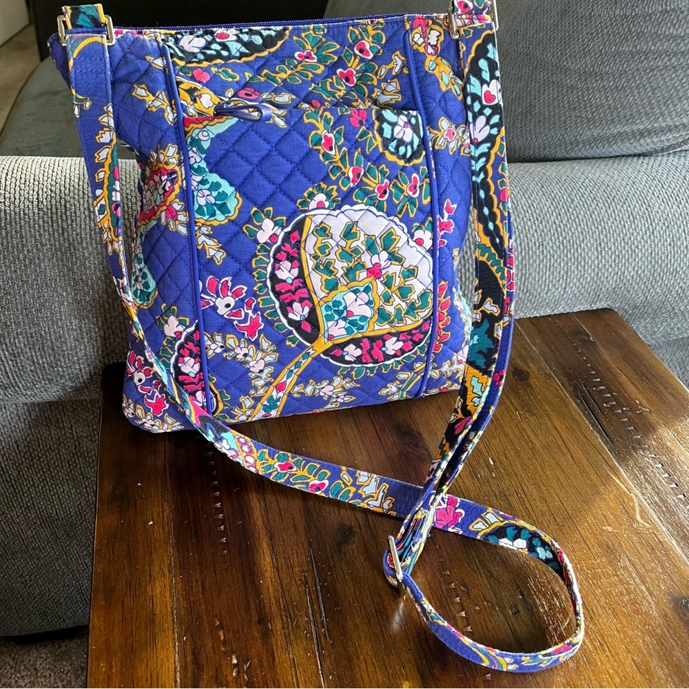 Vera Bradley Iconic Hipster Romantic Paisley Blue Quilted Crossbody Bag EUC - Picture 3 of 11